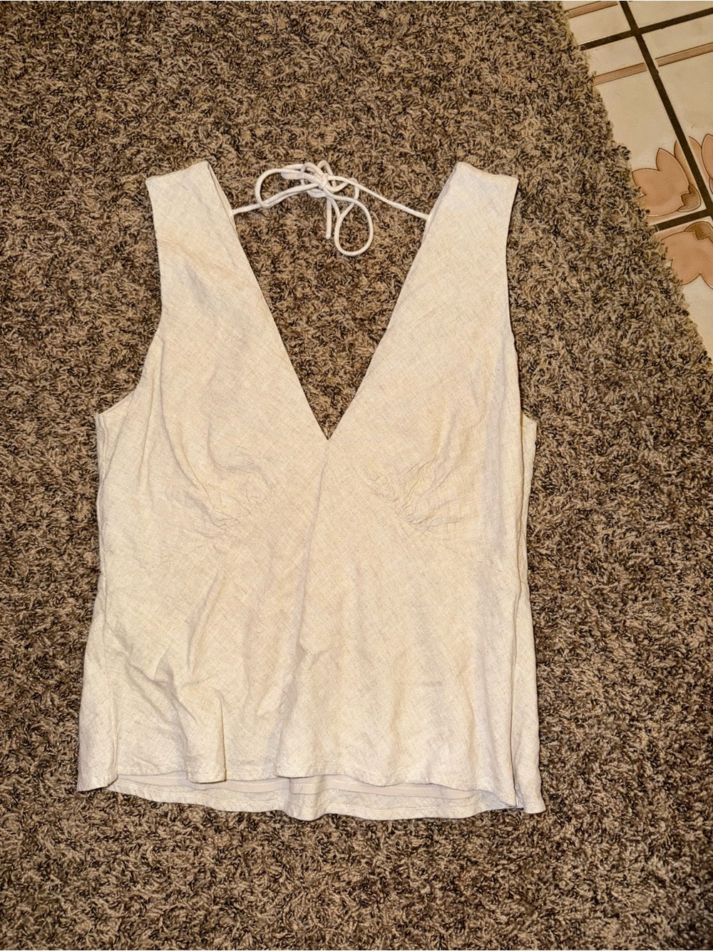 Abercrombie & Fitch Ivory Deep-V Tank